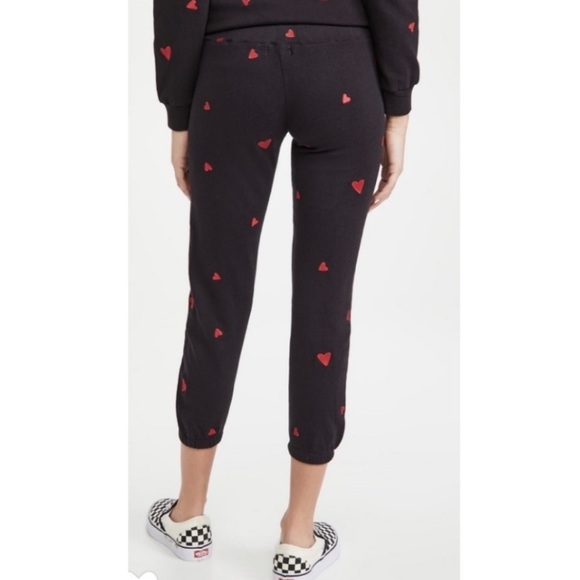 Monrow Heart Embroidered Sweatpants in Black- XS,S - Picture 4 of 10